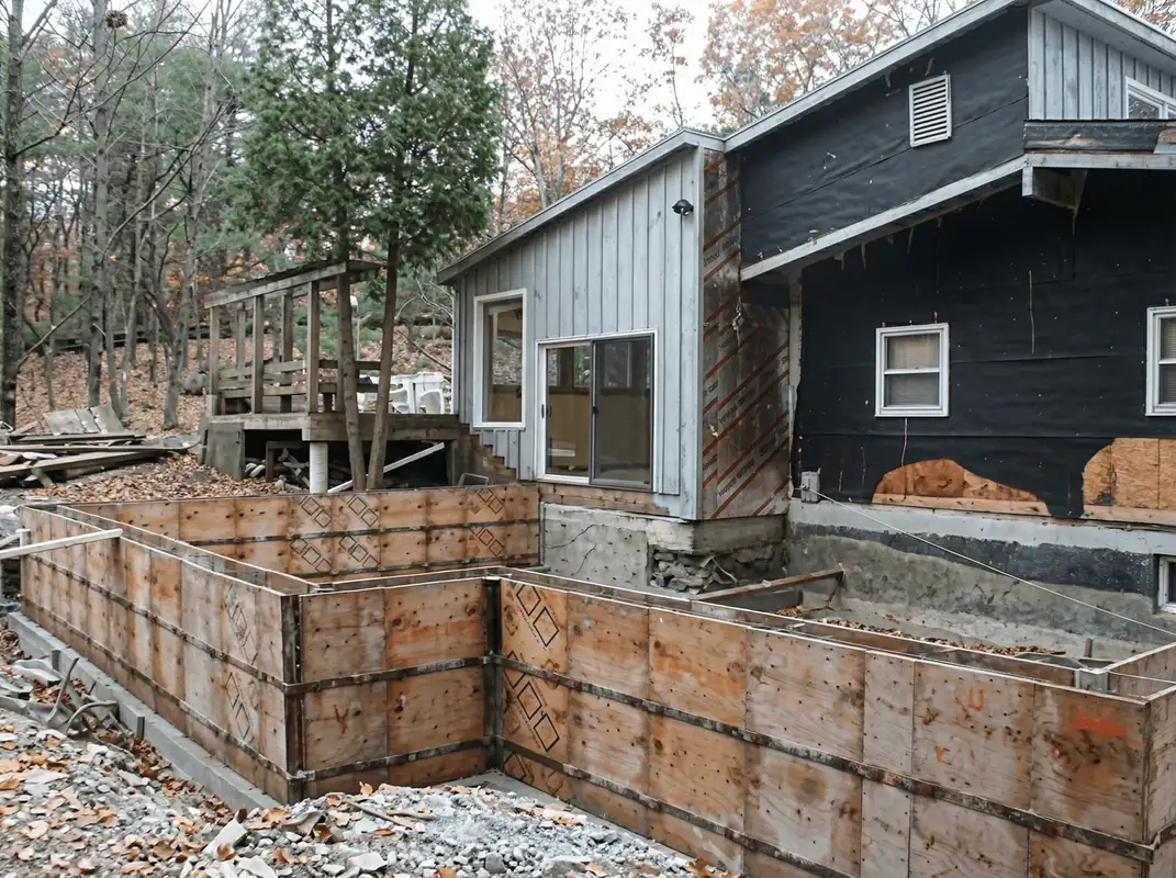 Prepared site with foundation forms for home remodeling and addition project in Wichita, KS